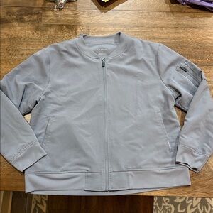 Jaanuu Scrub Jacket. Large. Gray. Lined. Bomber style.